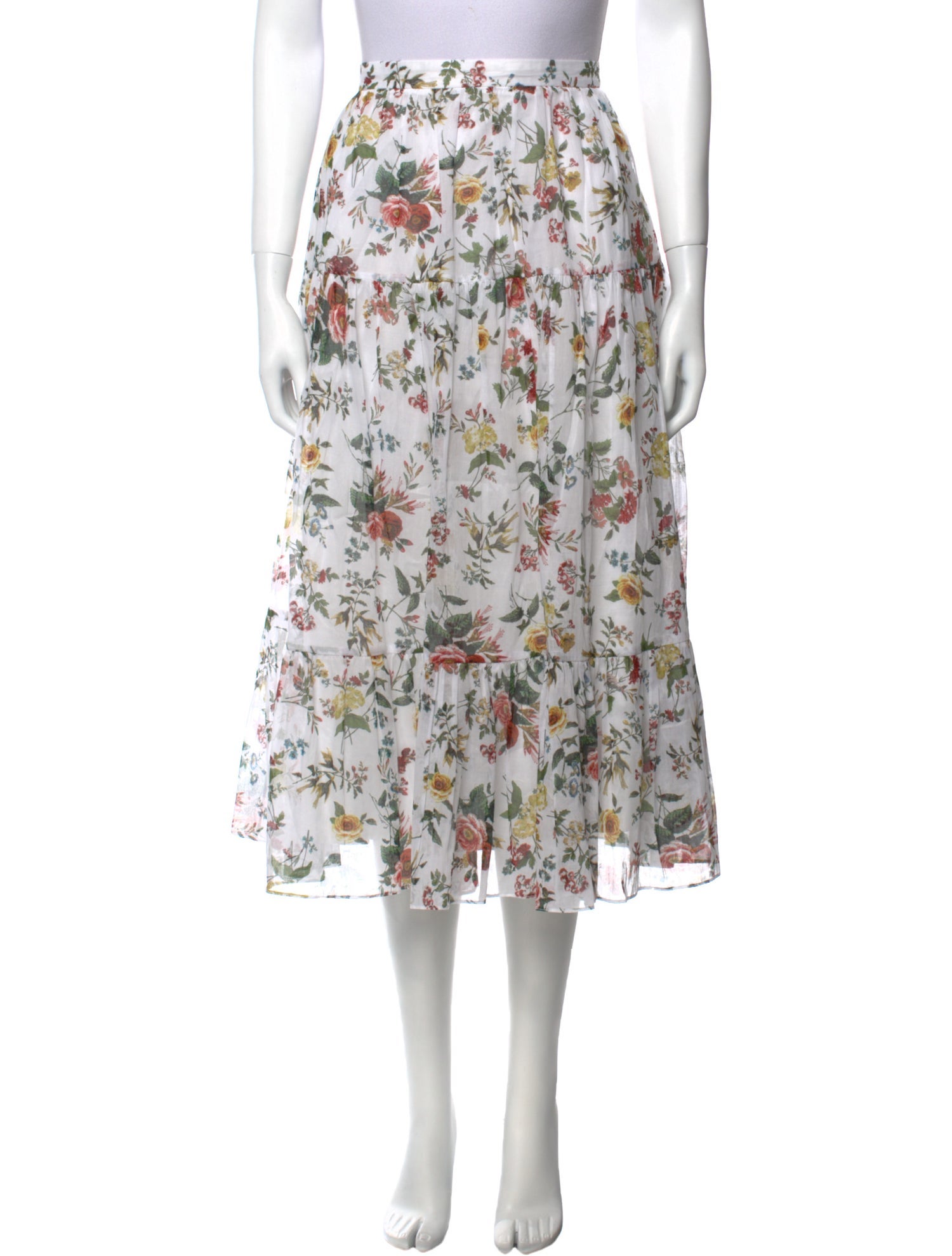 Batsheva x Laura Ashley Printed Midi Length Skirt White Skirts