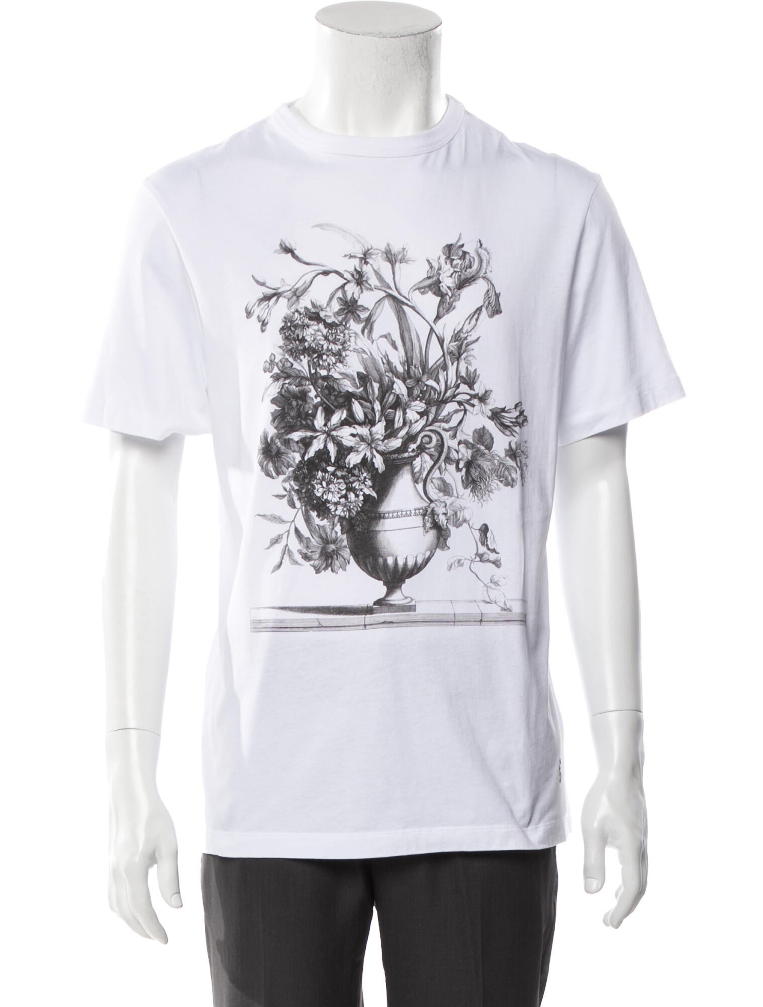 Erdem Graphic Print Crew Neck TShirt White TShirts, Clothing