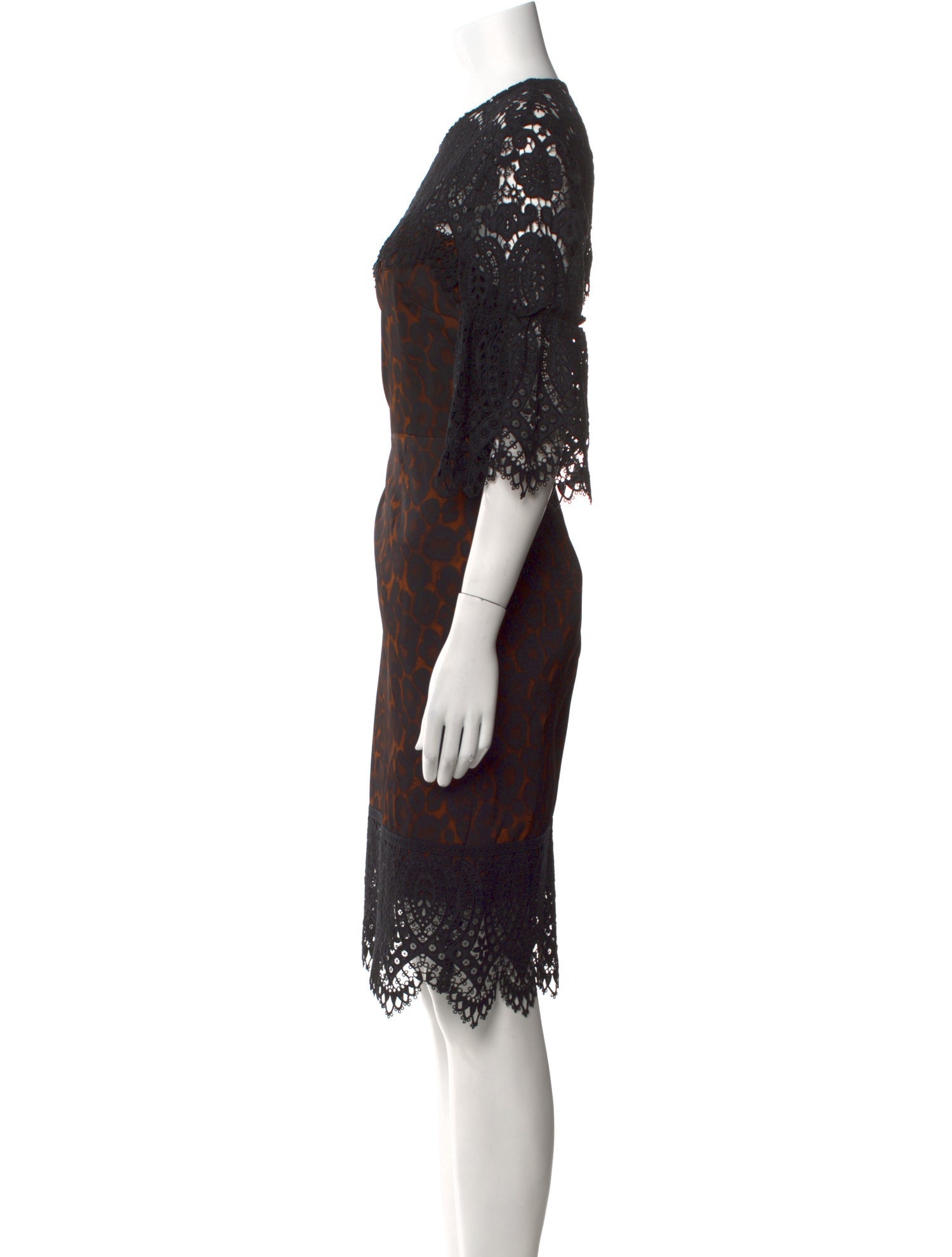 Erdem Lace Pattern Knee-Length Dress in Black, Women's US10, UK14 | M