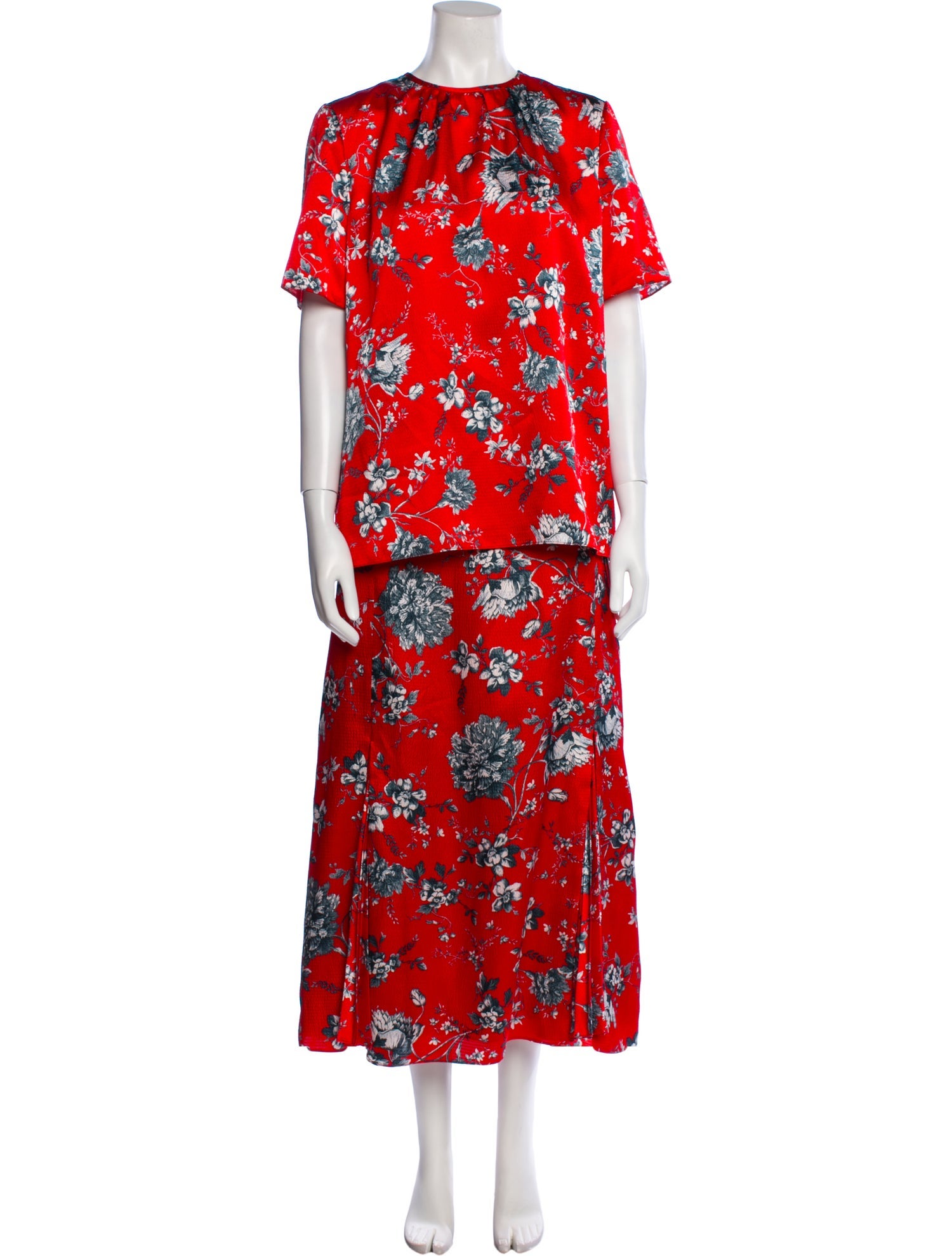 Erdem Floral Print Pleated Accents Skirt Set