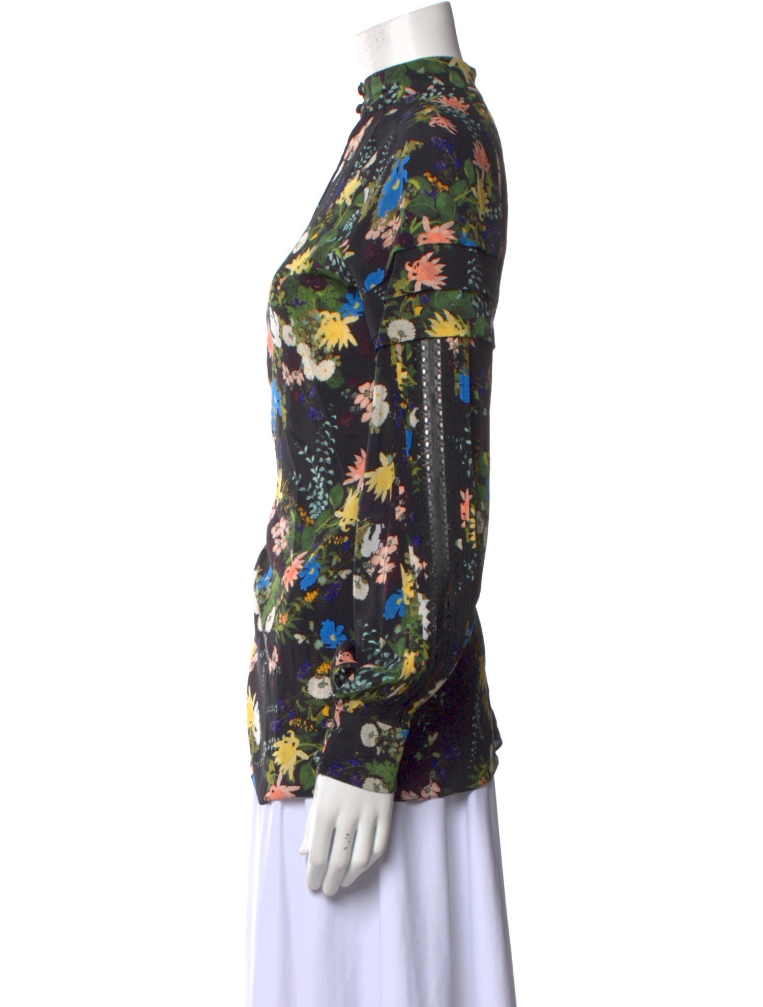 Erdem Floral Print Mock Neck Blouse
