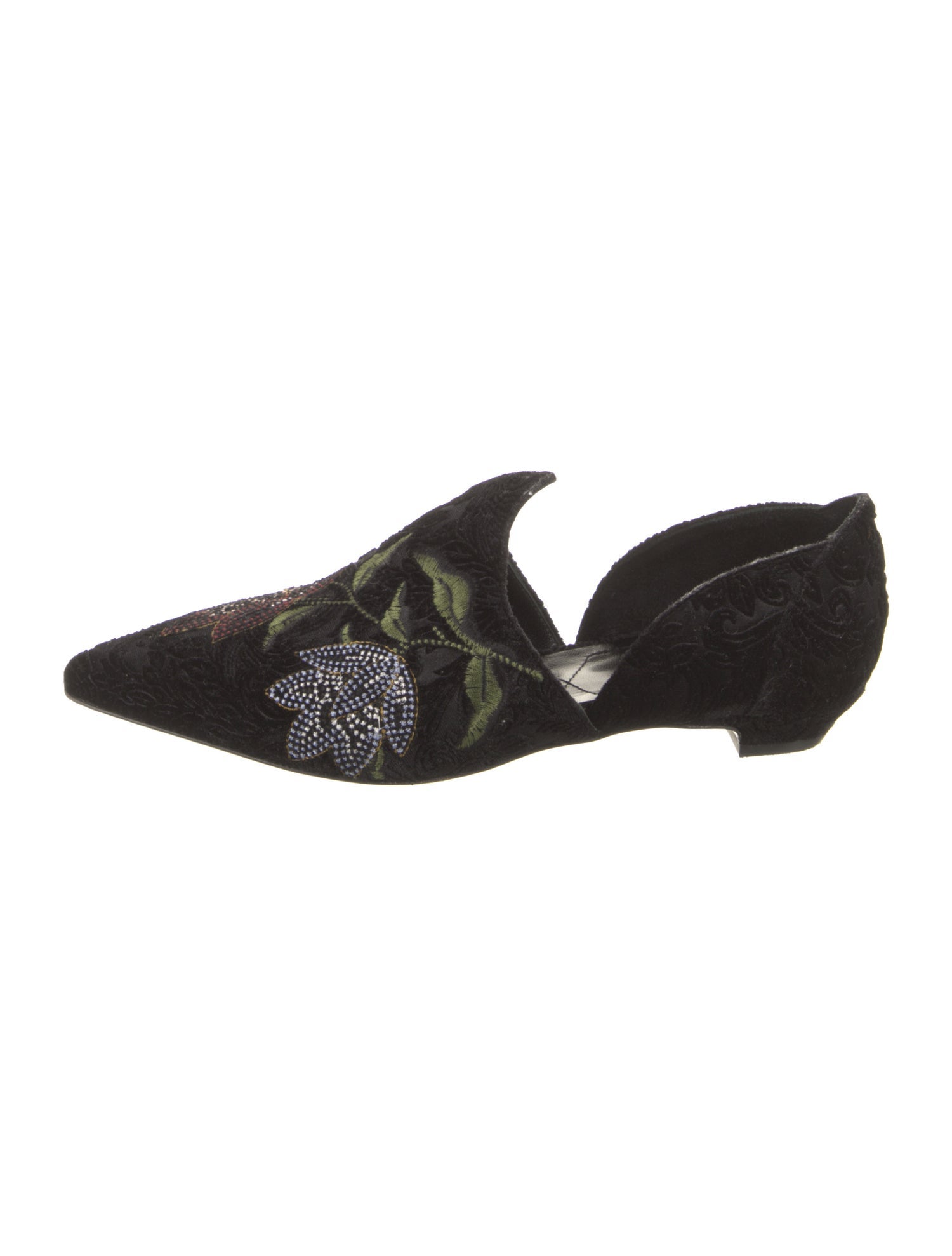Erdem Velvet Embroidered Accent D'Orsay Flats