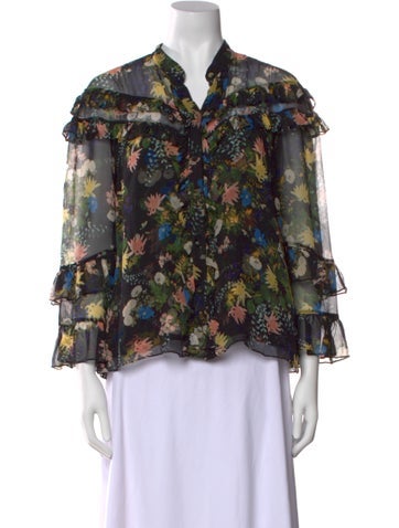 Erdem Tops Silk Floral Print Blouse XS