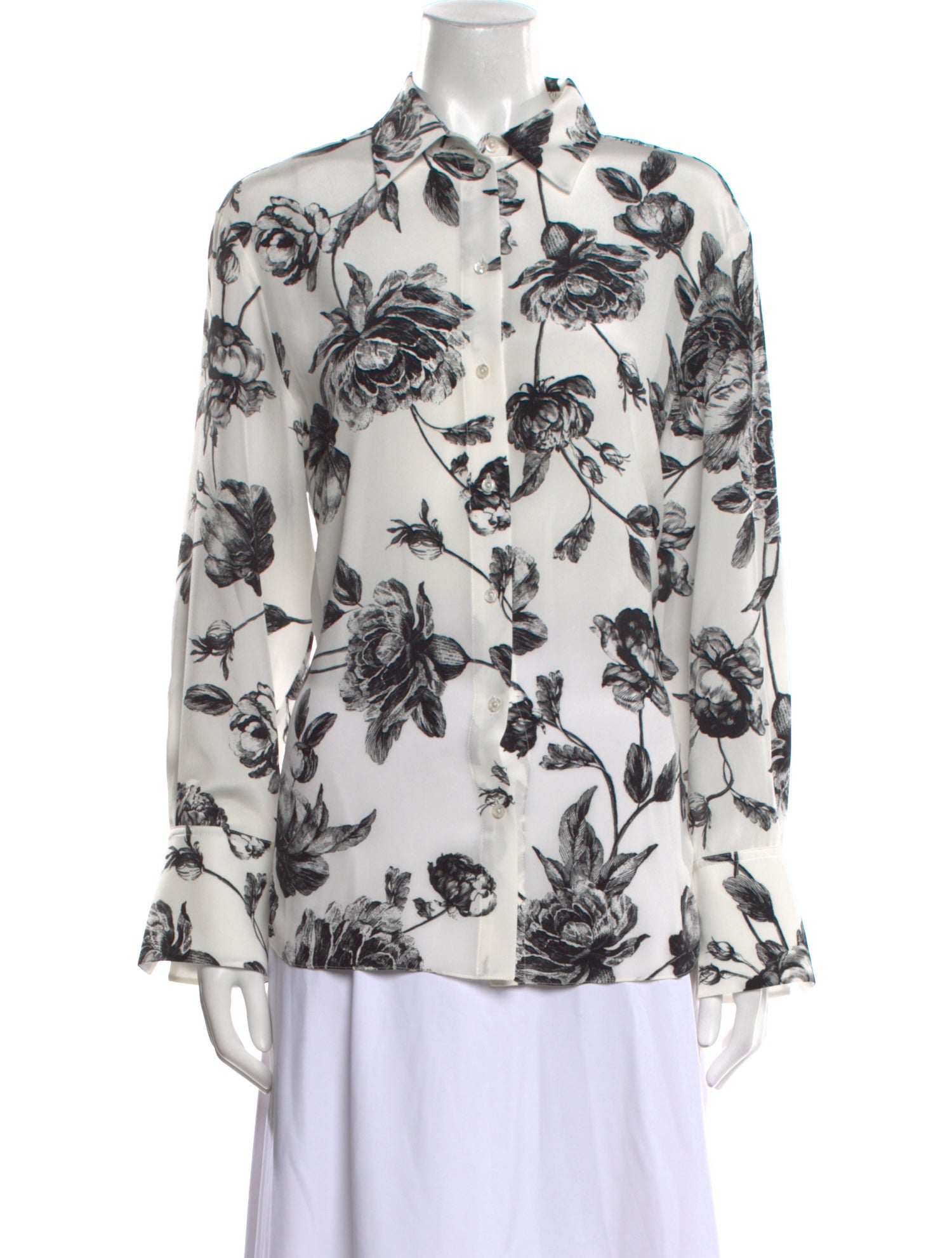 Erdem Silk Floral Print Button-Up Top w/ Tags