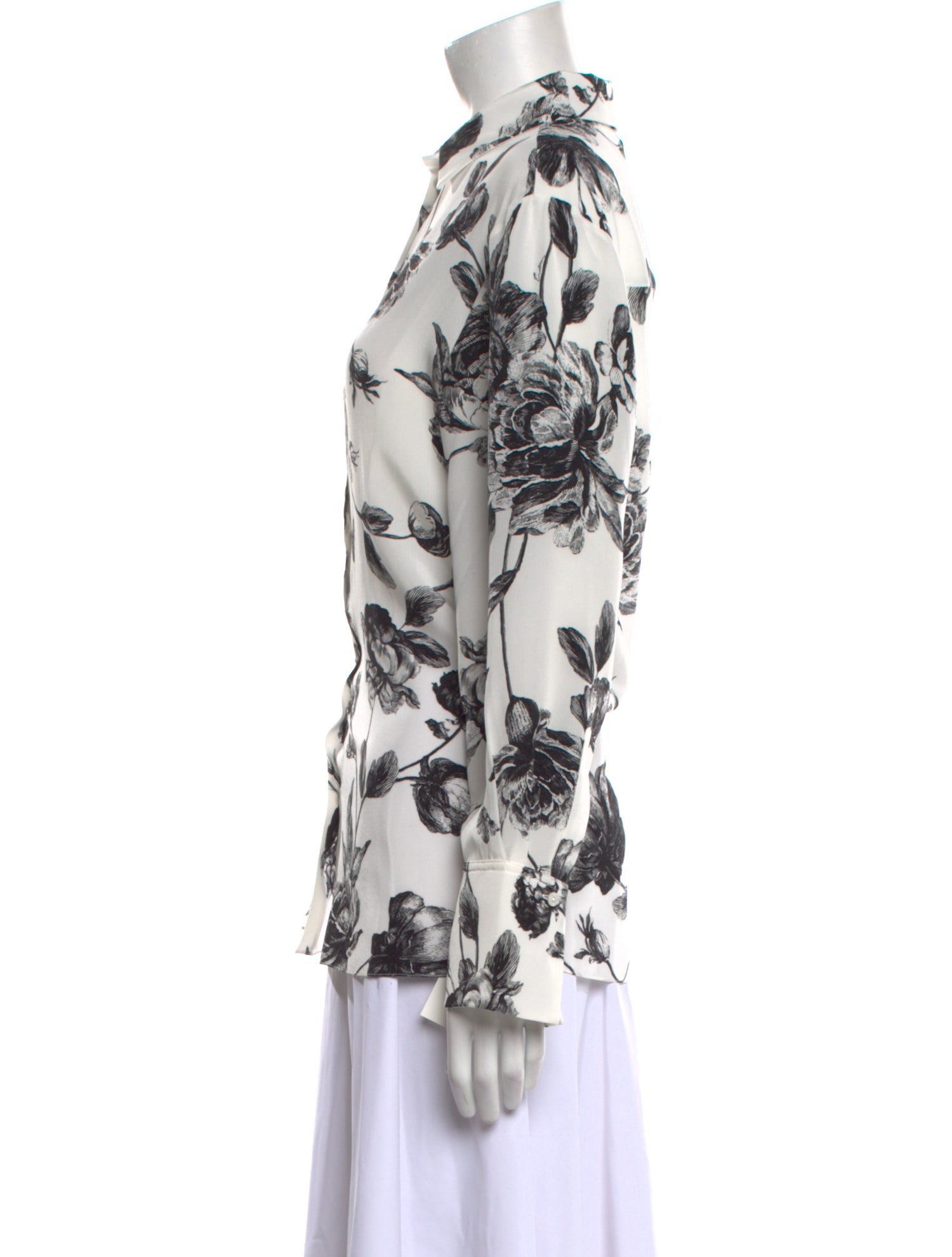 Erdem Silk Floral Print Button-Up Top w/ Tags