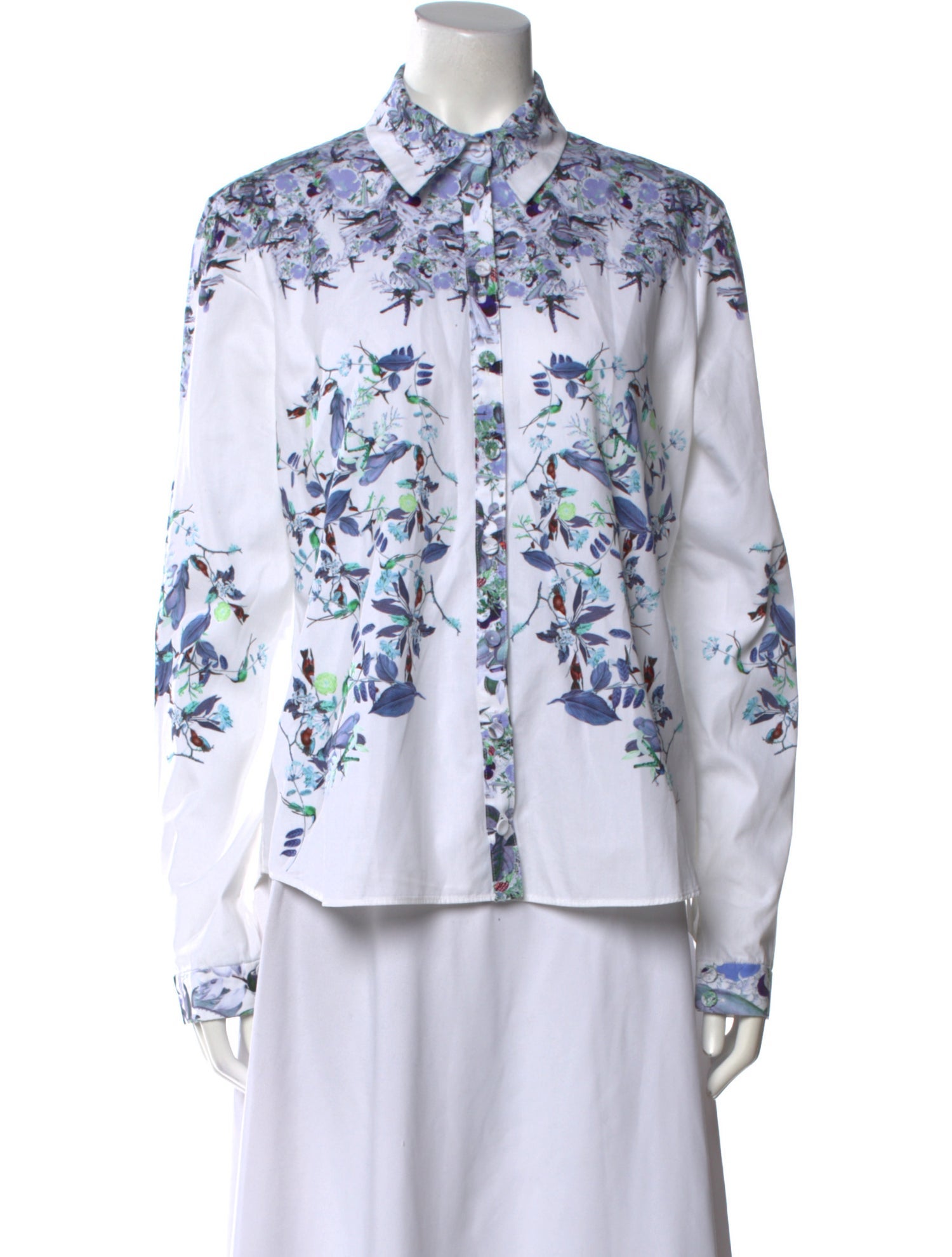 Erdem Printed Long Sleeve Button-Up Top