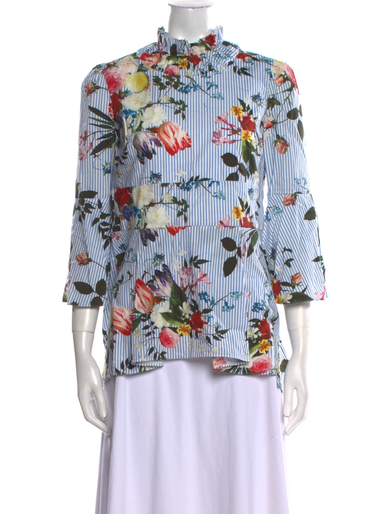 Erdem Floral Print Mock Neck Blouse