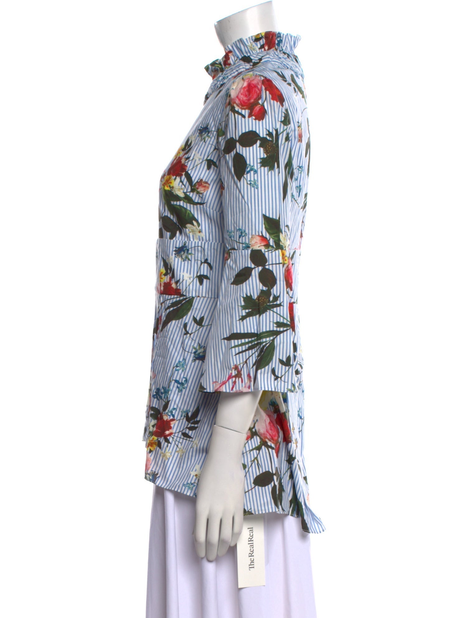 Erdem Floral Print Mock Neck Blouse