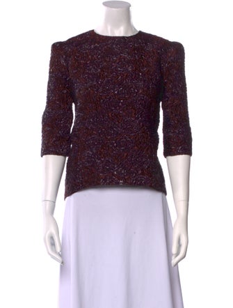 Erdem Crew Neck Three-Quarter Sleeve Crop Top