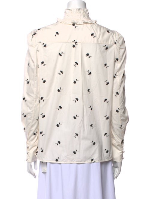 Erdem Printed Mock Neck Button-Up Top