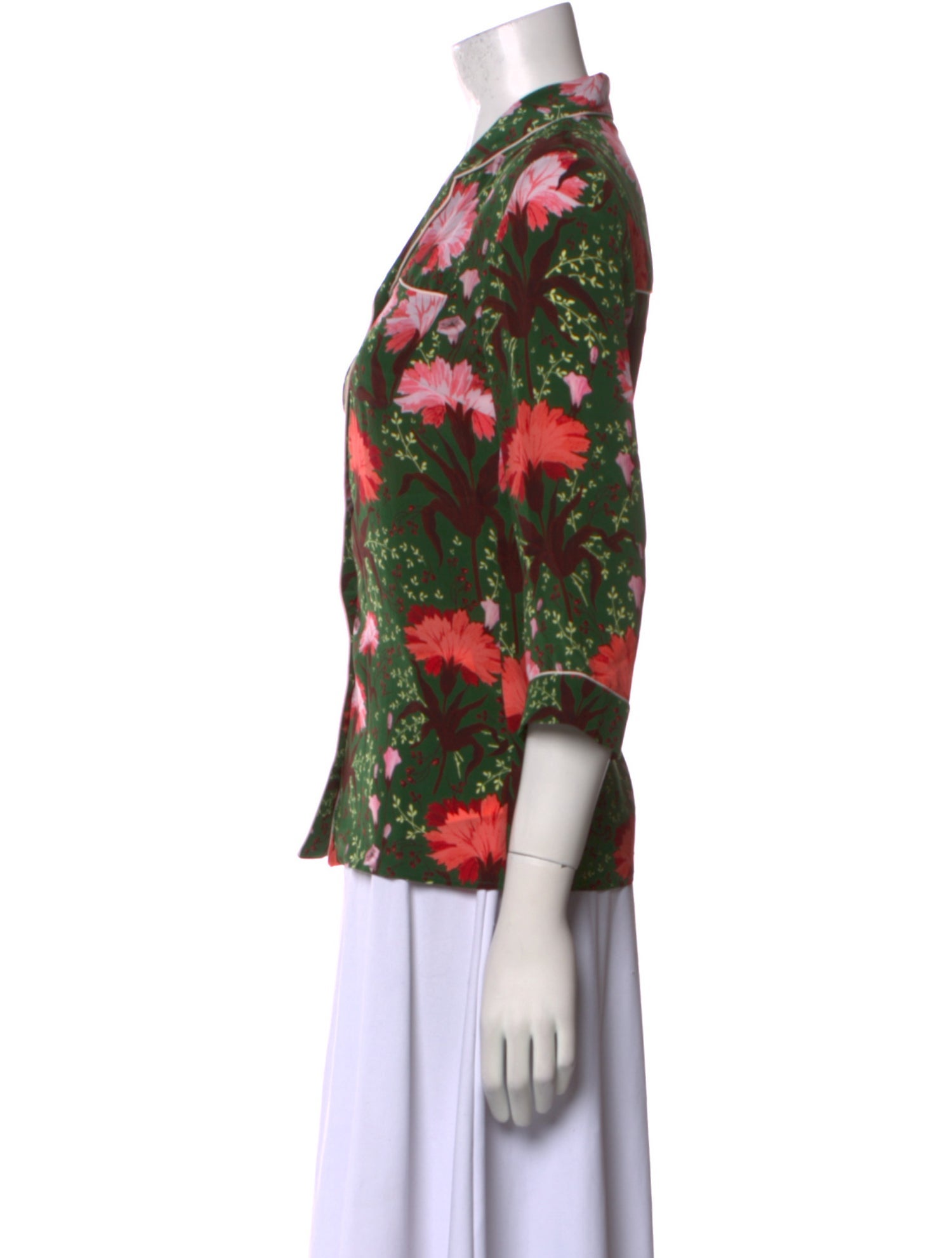 Erdem Silk Floral Print Button-Up Top