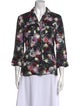 Erdem Floral Print Three-Quarter Sleeve Button-Up Top