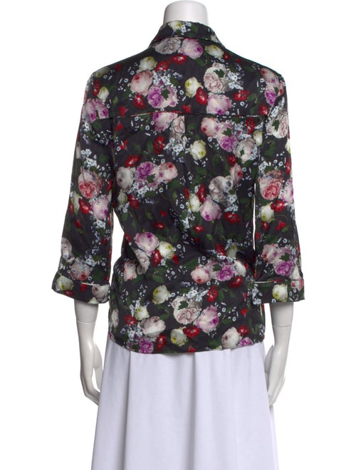 Erdem Floral Print Three-Quarter Sleeve Button-Up Top