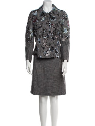 Erdem Wool Tweed Pattern Skirt Suit
