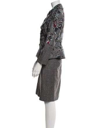Erdem Wool Tweed Pattern Skirt Suit