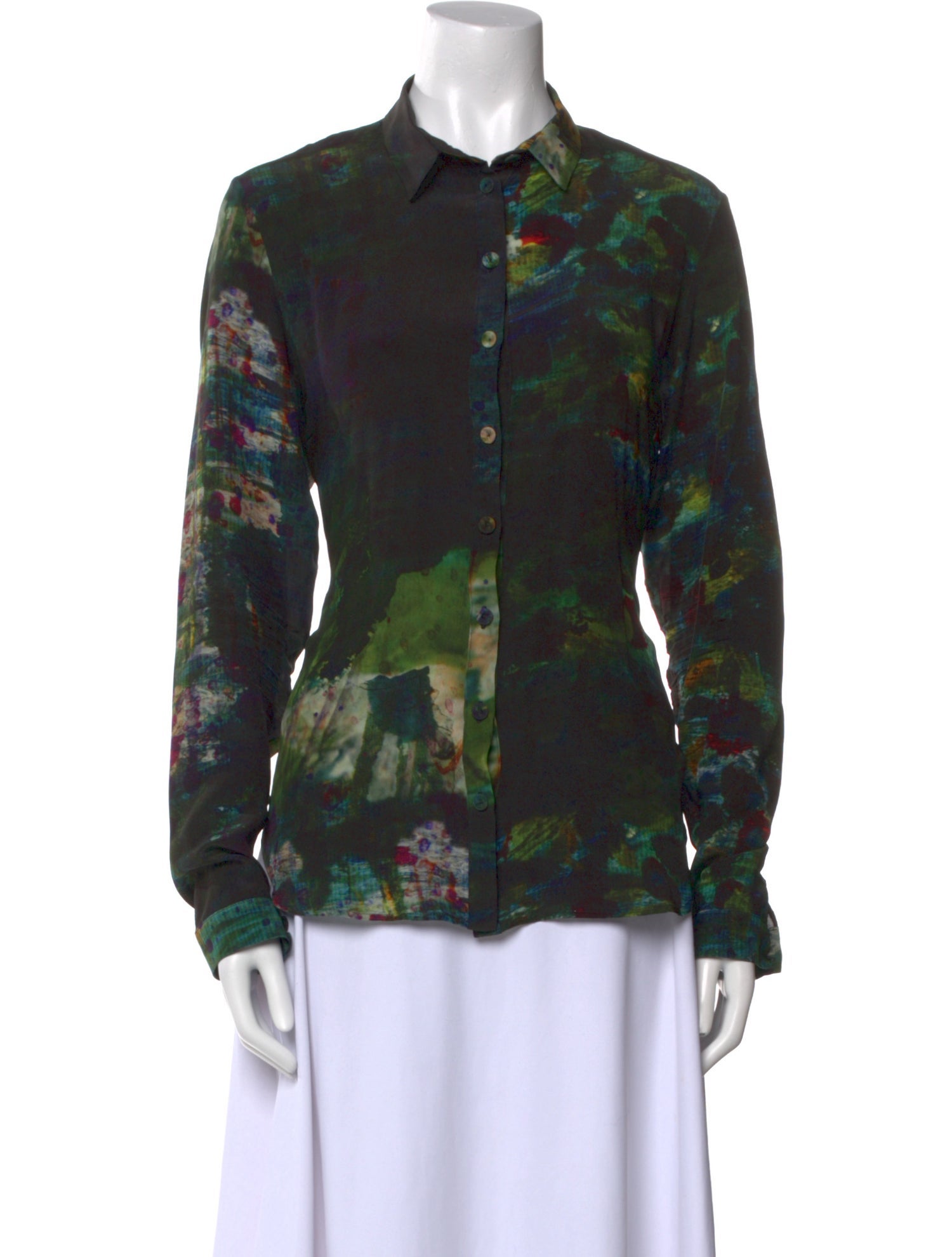 Erdem Silk Printed Button-Up Top