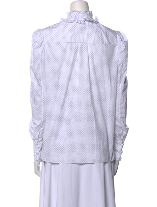 Erdem Polka Dot Print Mock Neck Button-Up Top