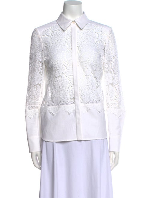 Erdem Lace Pattern Long Sleeve Button-Up Top