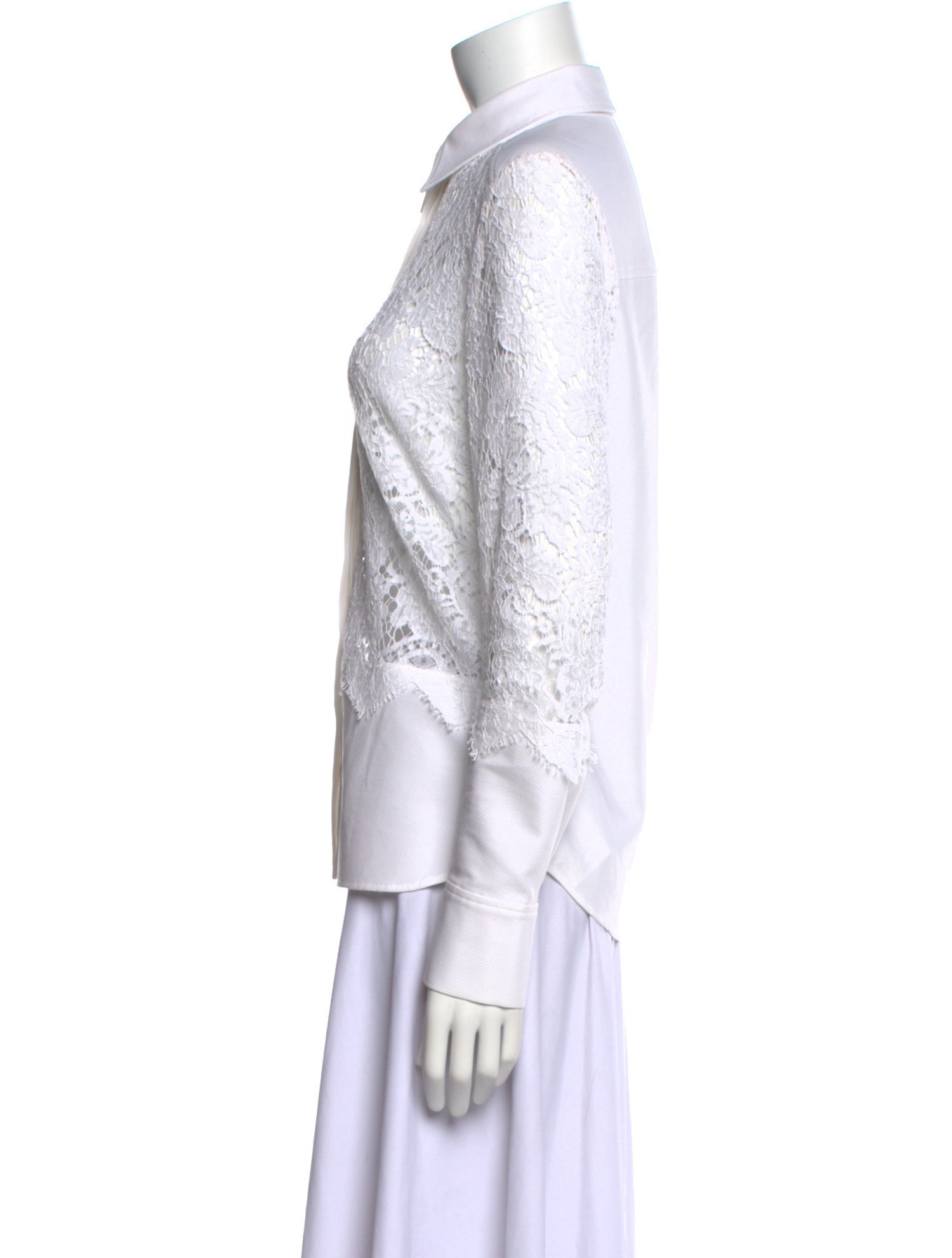 Erdem Lace Pattern Long Sleeve Button-Up Top