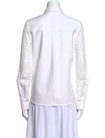 Erdem Lace Pattern Long Sleeve Button-Up Top