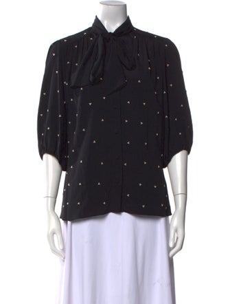 Erdem Silk Printed Button-Up Top