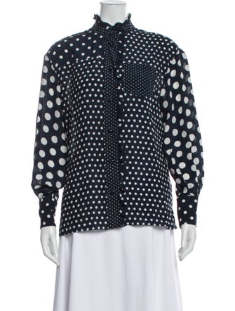 Erdem Silk Polka Dot Print Button-Up Top