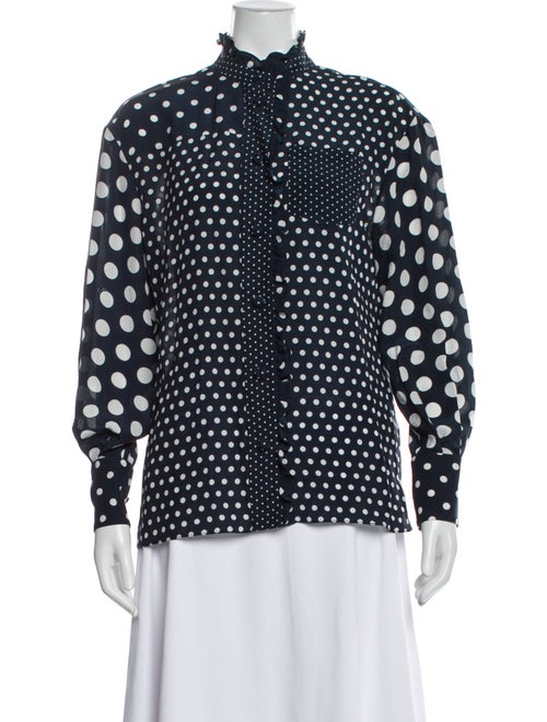 Erdem Silk Polka Dot Print Button-Up Top