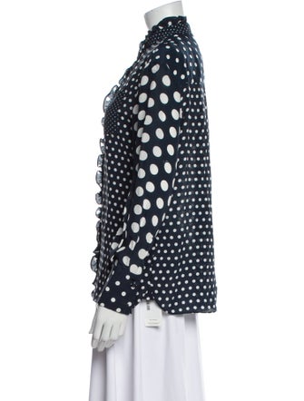 Erdem Silk Polka Dot Print Button-Up Top