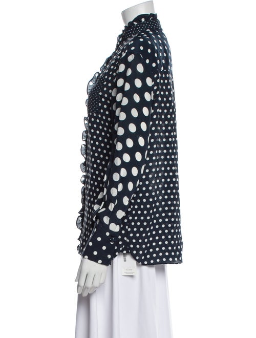 Erdem Silk Polka Dot Print Button-Up Top