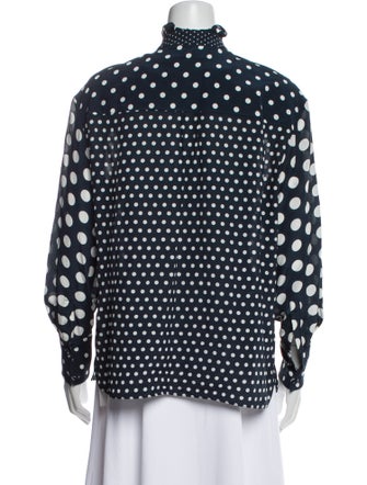 Erdem Silk Polka Dot Print Button-Up Top