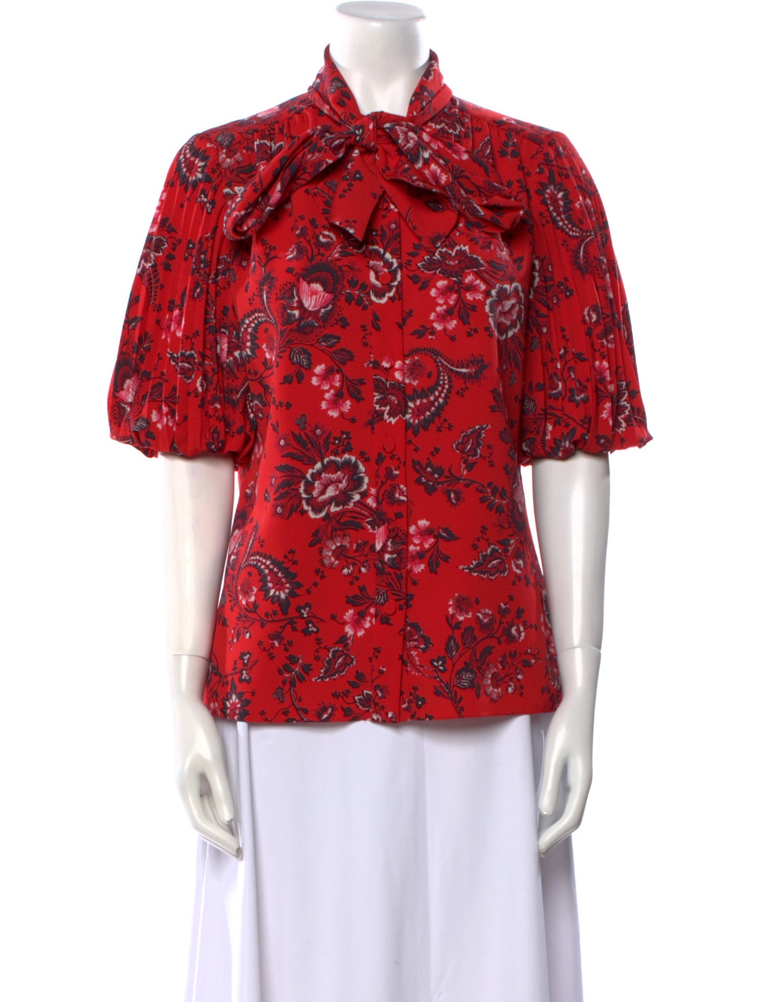 Erdem Floral Print Short Sleeve Button-Up Top