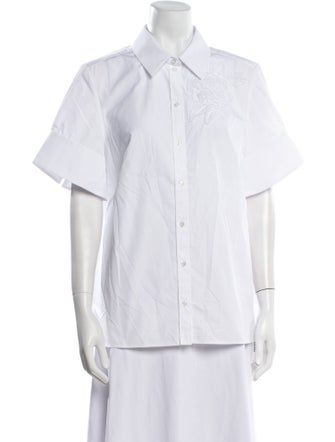 Erdem Short Sleeve Button-Up Top