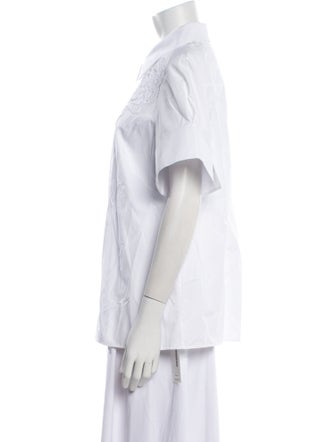 Erdem Short Sleeve Button-Up Top