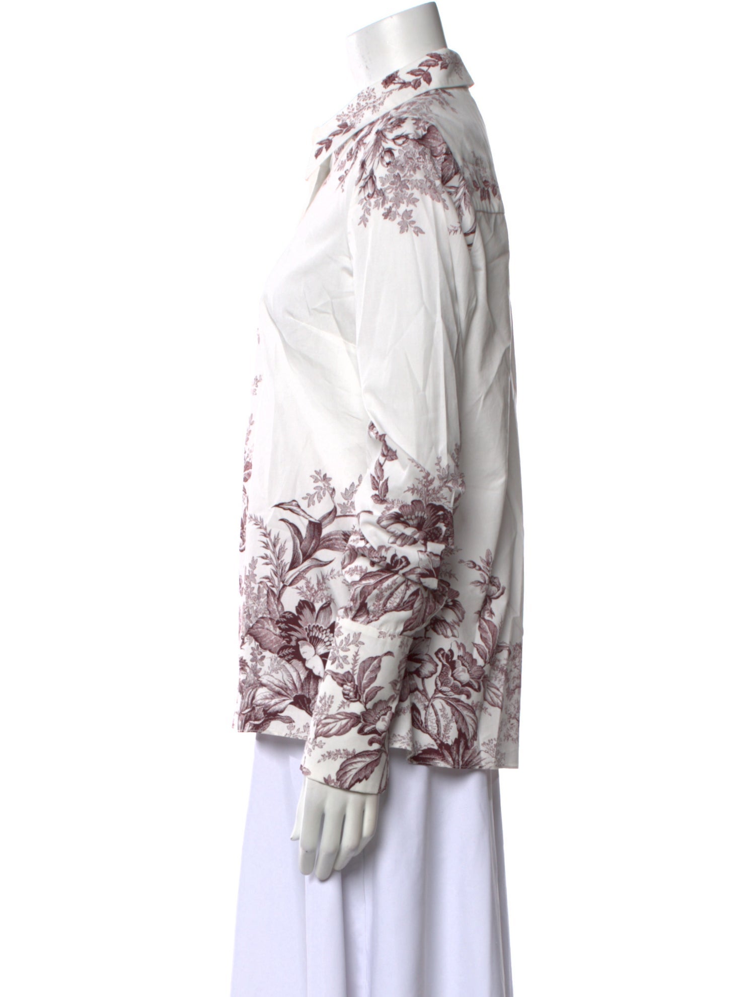 Erdem Floral Print Mock Neck Button-Up Top