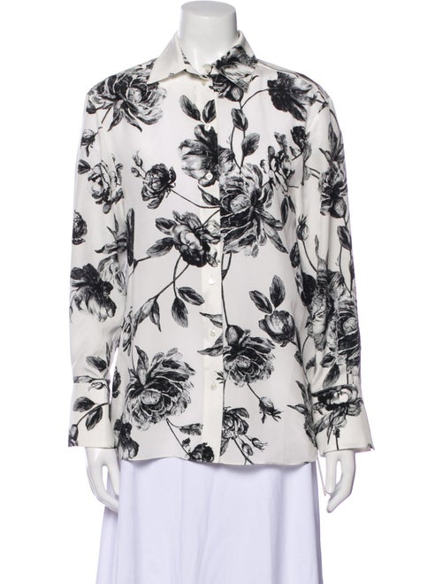 Erdem Silk Floral Print Button-Up Top