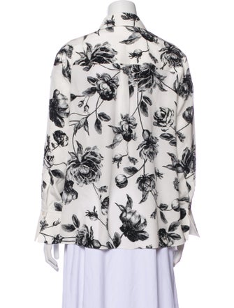 Erdem Silk Floral Print Button-Up Top