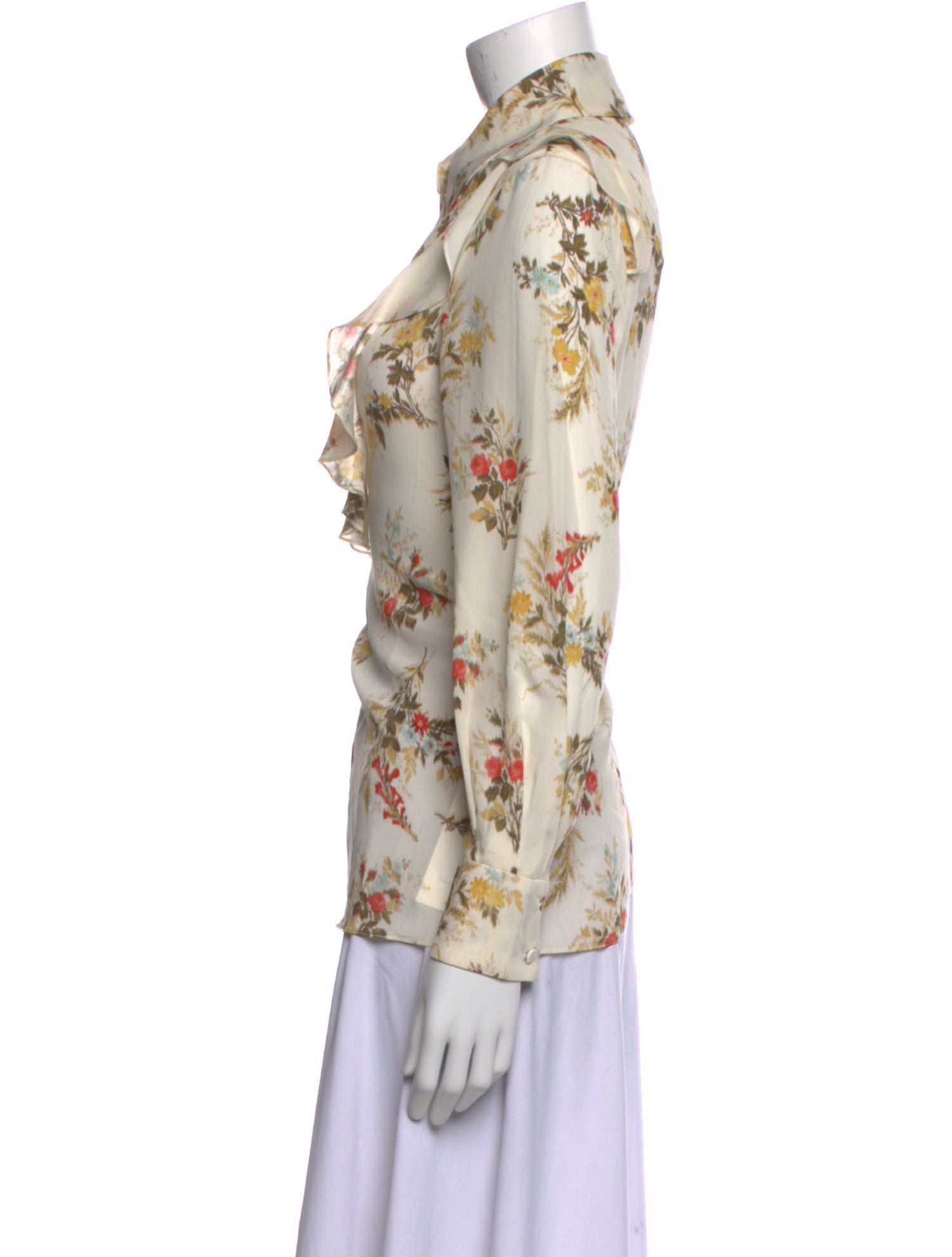 Erdem Silk Floral Print Button-Up Top