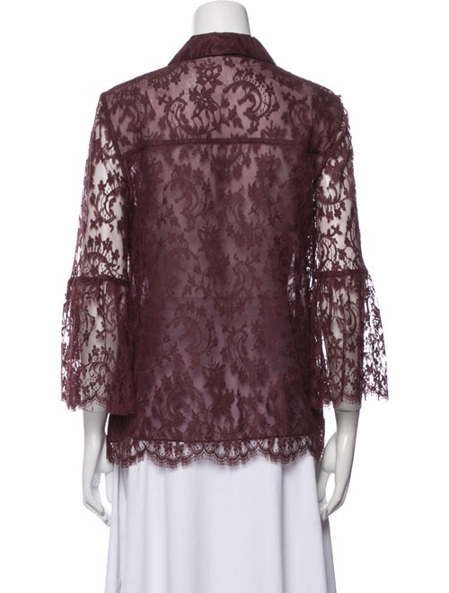Erdem Lace Pattern Three-Quarter Sleeve Button-Up Top