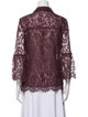 Erdem Lace Pattern Three-Quarter Sleeve Button-Up Top
