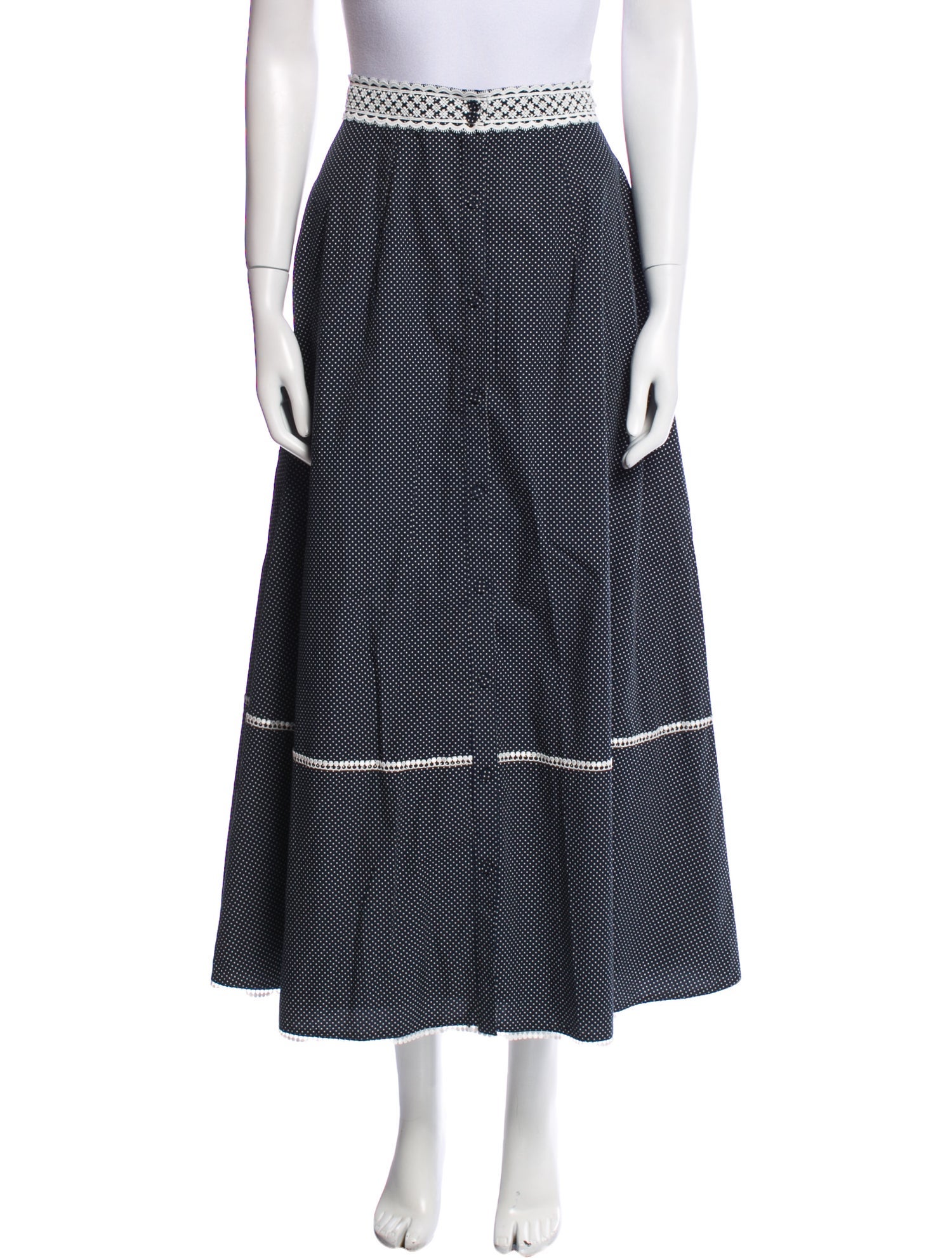 Erdem Polka Dot Print Midi Length Skirt