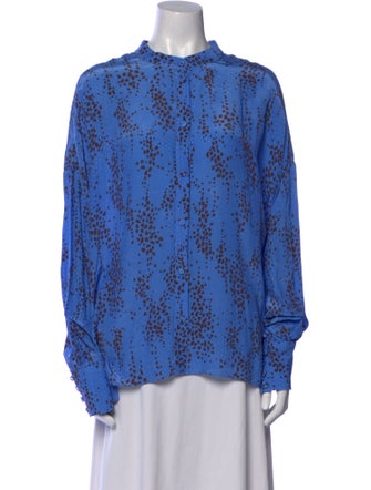 Erdem Polka Dot Print Mock Neck Blouse