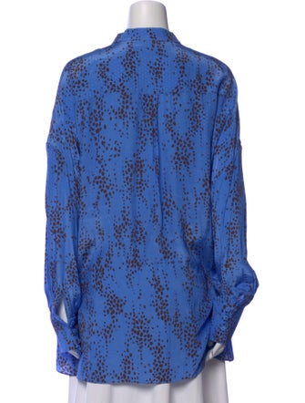 Erdem Polka Dot Print Mock Neck Blouse