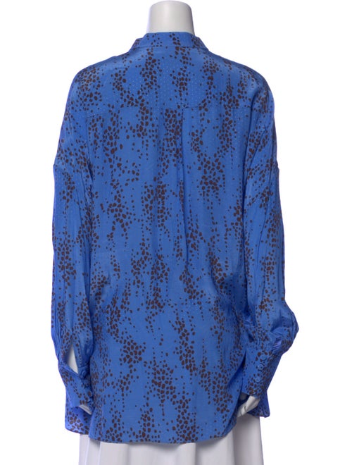 Erdem Polka Dot Print Mock Neck Blouse