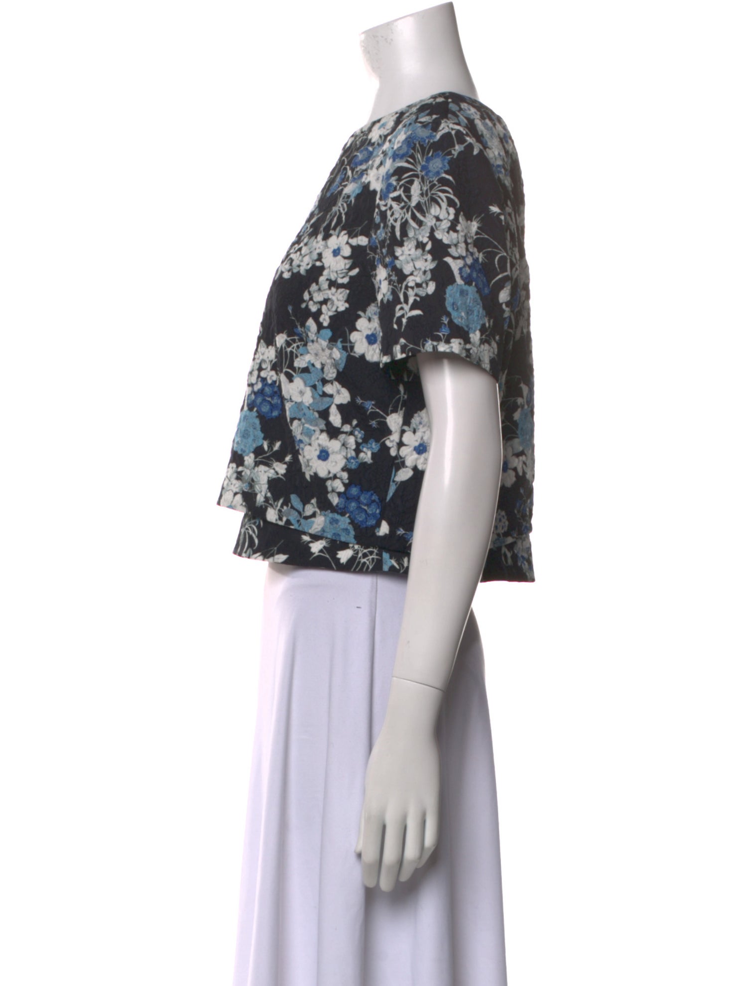Erdem Floral Print Crew Neck Crop Top