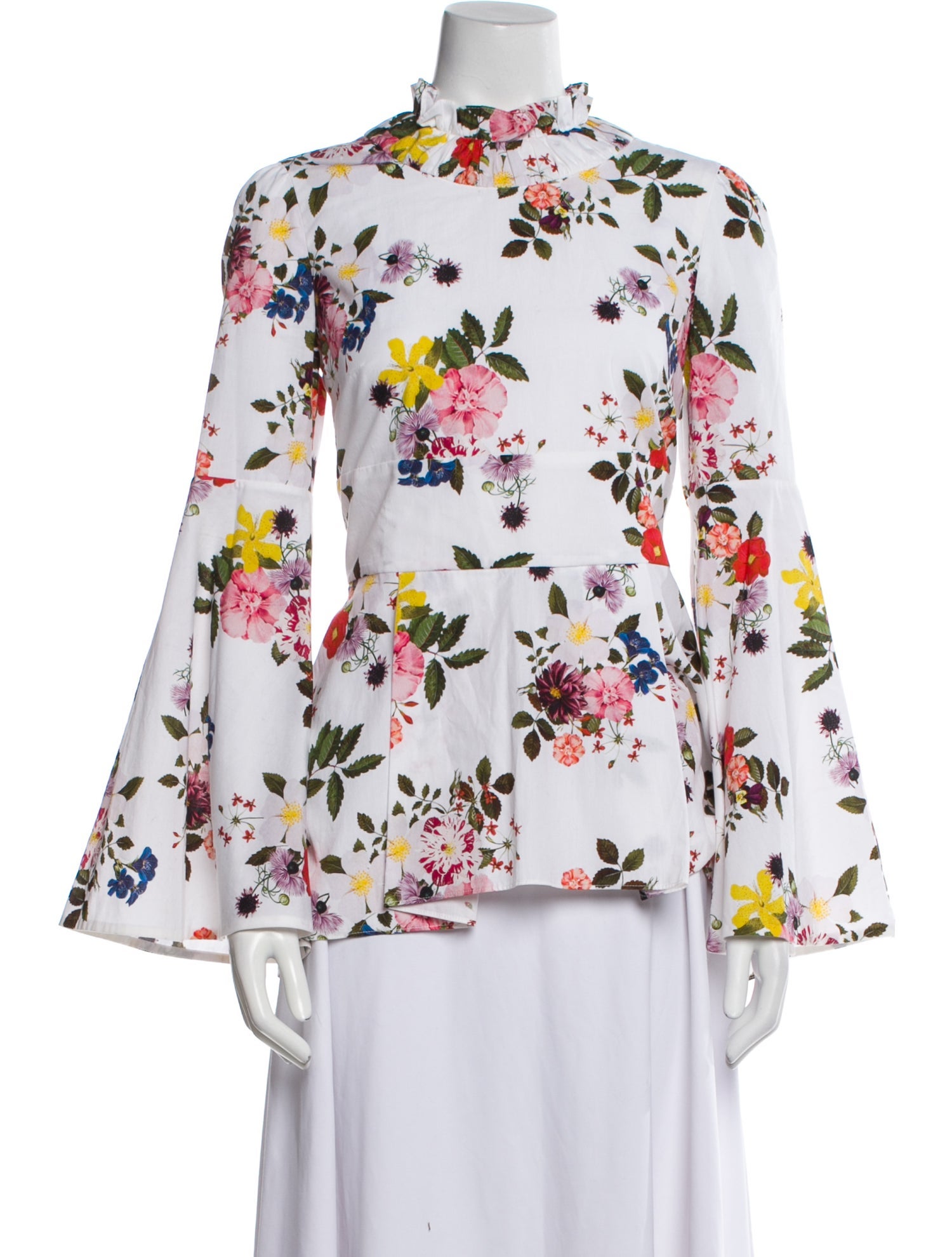 Erdem Floral Print Mock Neck Blouse