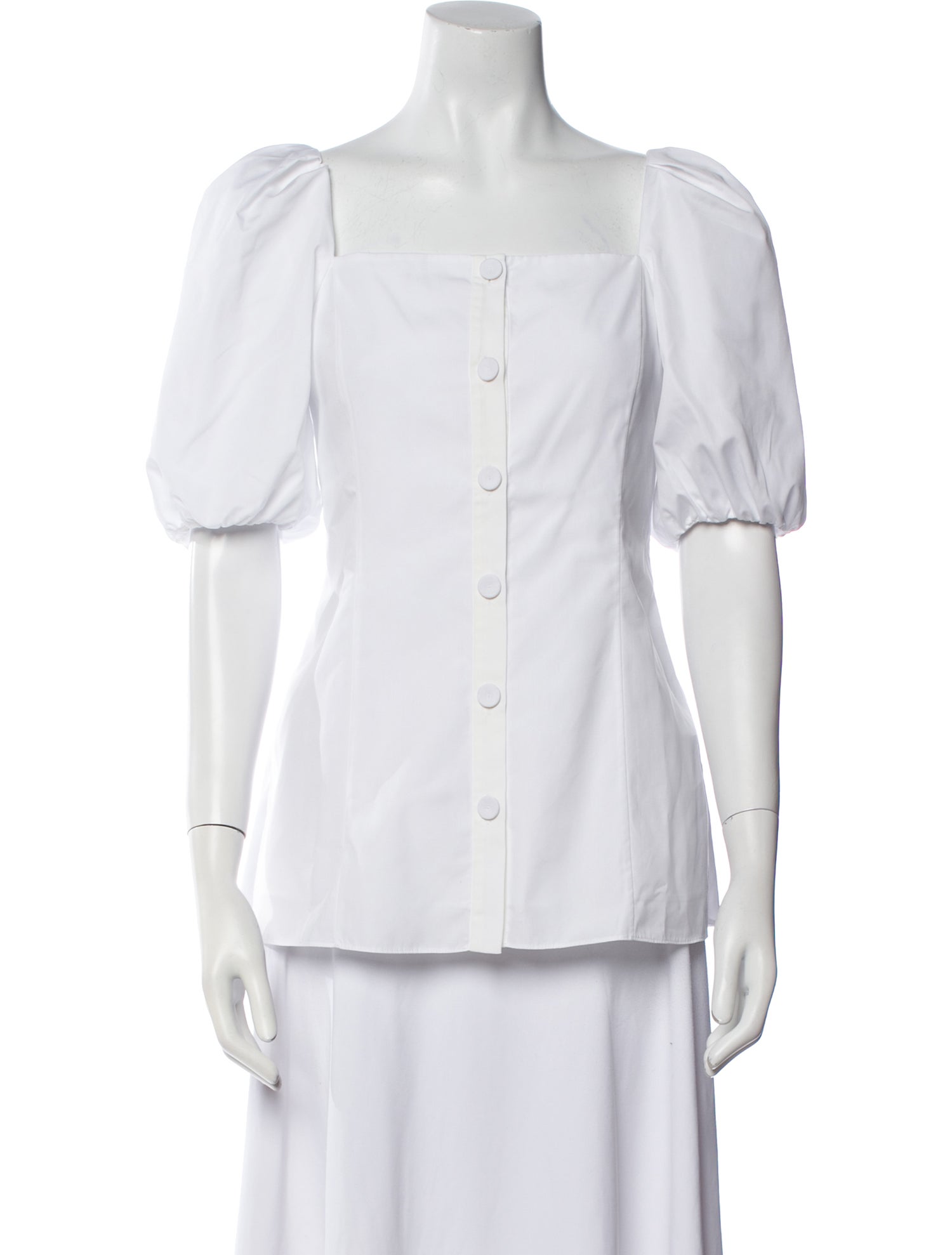 Erdem Square Neckline Short Sleeve Button-Up Top