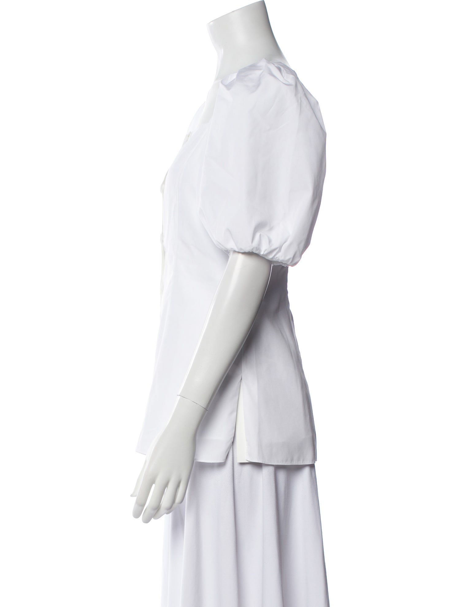 Erdem Square Neckline Short Sleeve Button-Up Top