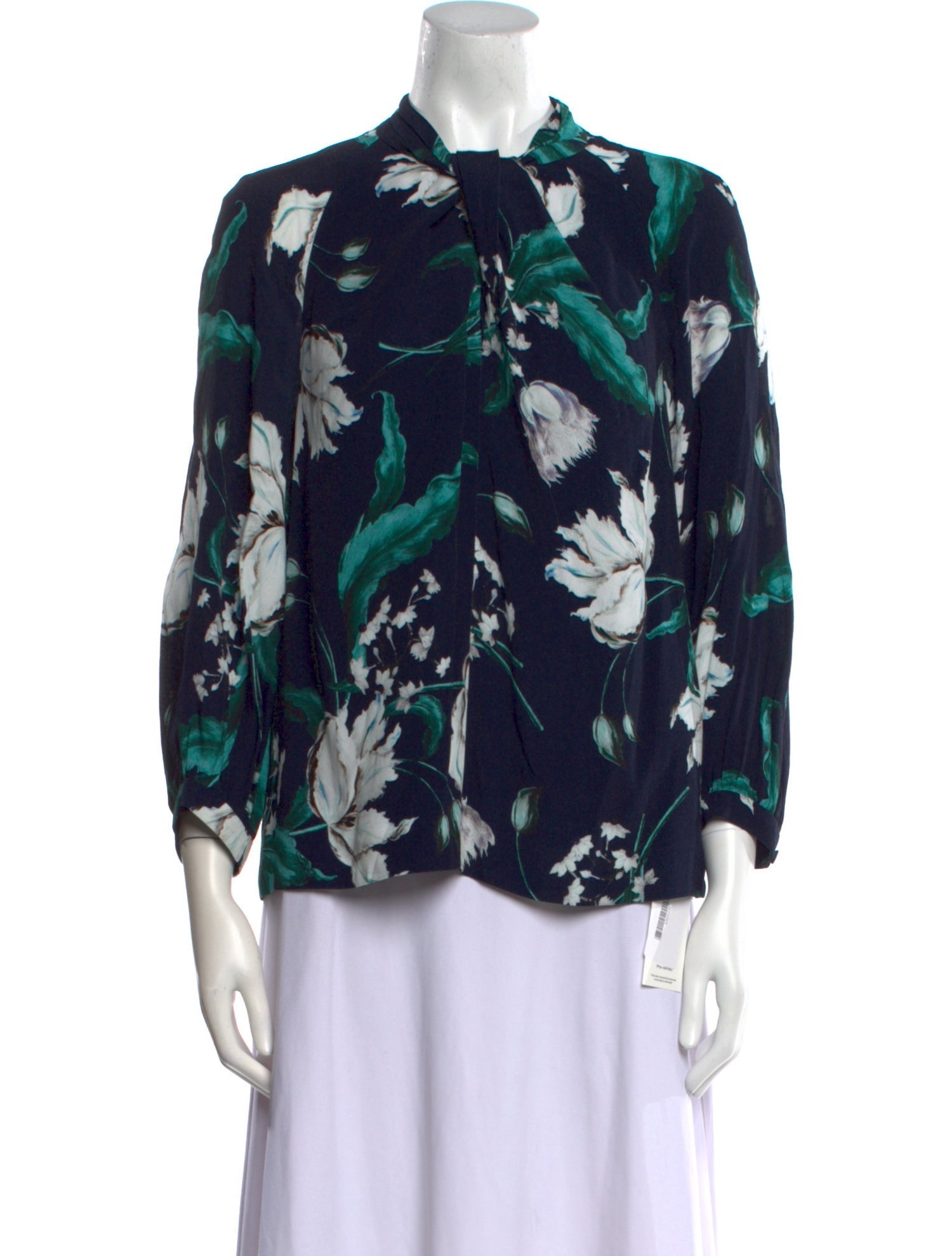 Erdem Floral Print Mock Neck Blouse