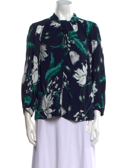 Erdem Floral Print Mock Neck Blouse