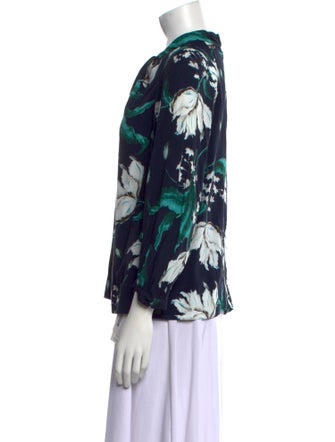 Erdem Floral Print Mock Neck Blouse